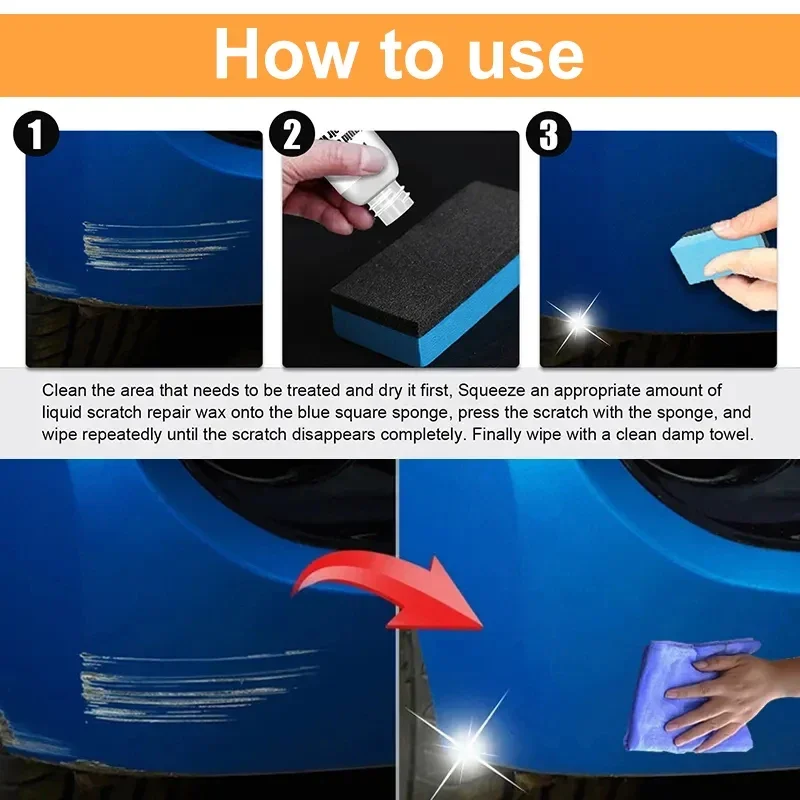 Car Scratch Remover Car Polishing Paste With Sponge  Paint Care Remove Scratch Repair Broken Paint Smooth Car Body