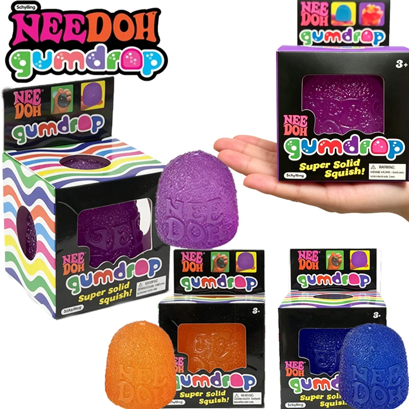 Jouet anti-stress Needoh Gumdrop multicolore en maltose à rebond lent, pour soulager l'anxiété, l'autisme, le TDAH, et l'entraînement de la concentration, cadeau pour adultes