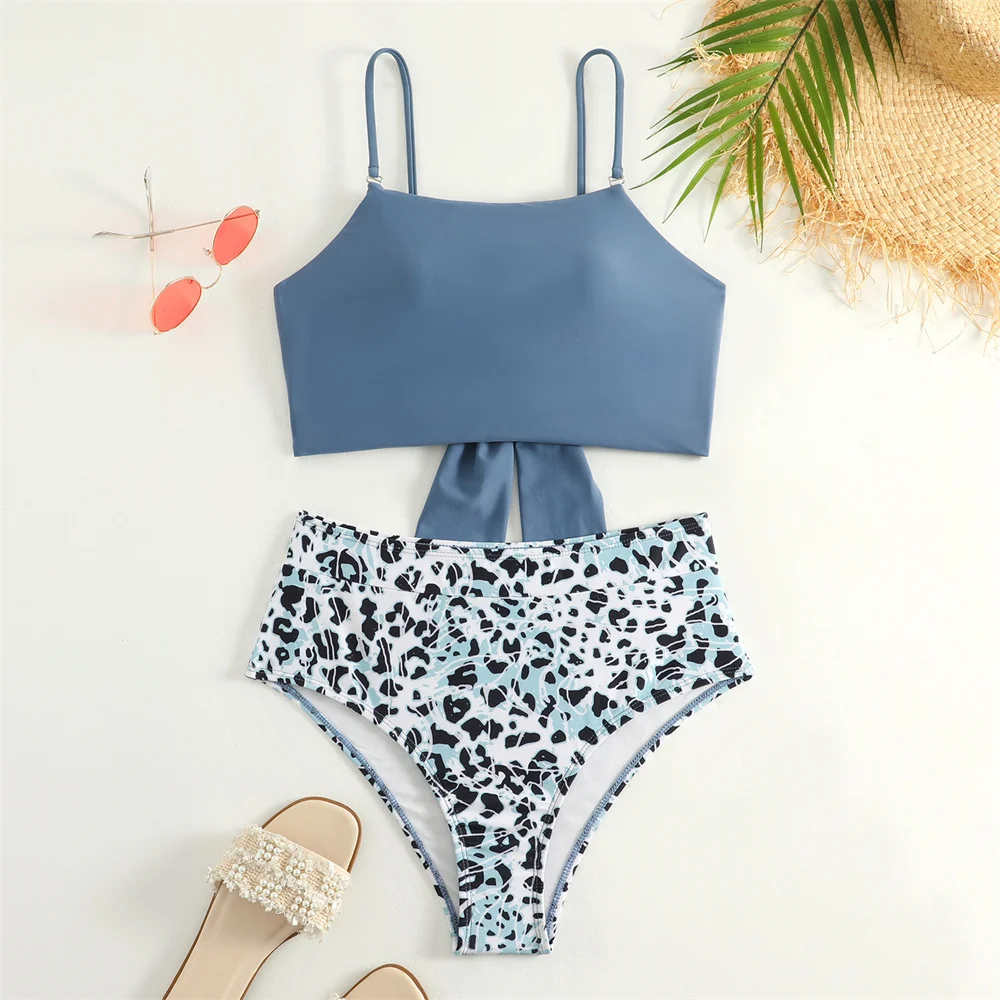 

Sexy Sling Bikini Backless Bandage Swimsuit High Waist Push Up Vacation Swimwear Women Retro Print Beach Y2K Outfit Bathing Suit