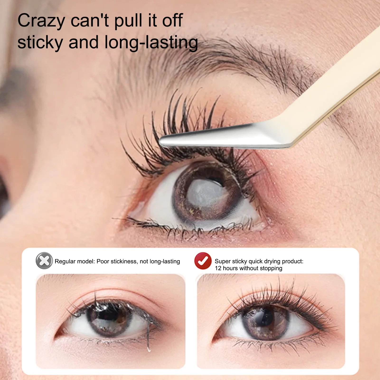 5ml Eyelash Glue Waterproof Long Lasting Gentle False Lashes Adhesive Quick Dry Glue With Lash Tweezers