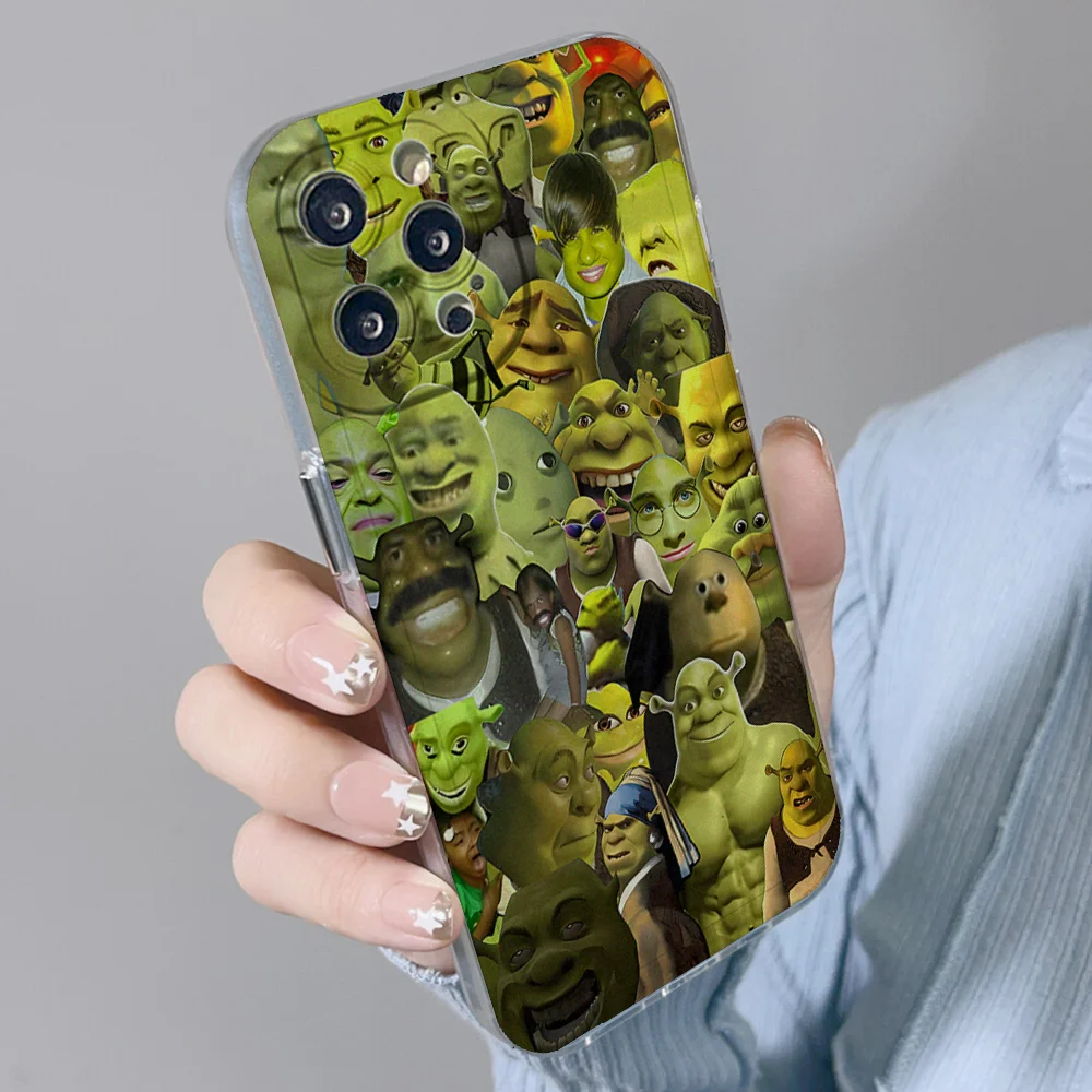 Cartoon Funny Movie S-ShrekS Phone Case For IPhone 11 12 13 14 15 Plus Pro Max Anger Eyes Silicon Clear Soft Cover