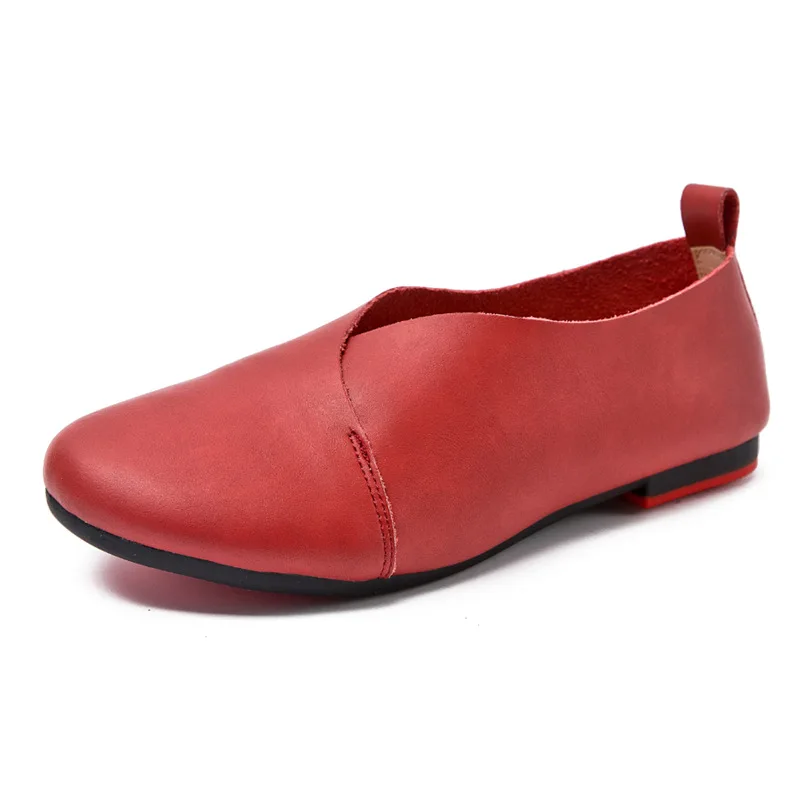 AIYUQI Women flat shoes 2024 genuine leather female peas shoes large size 35-43 casual soft bottom mother single shoes K20