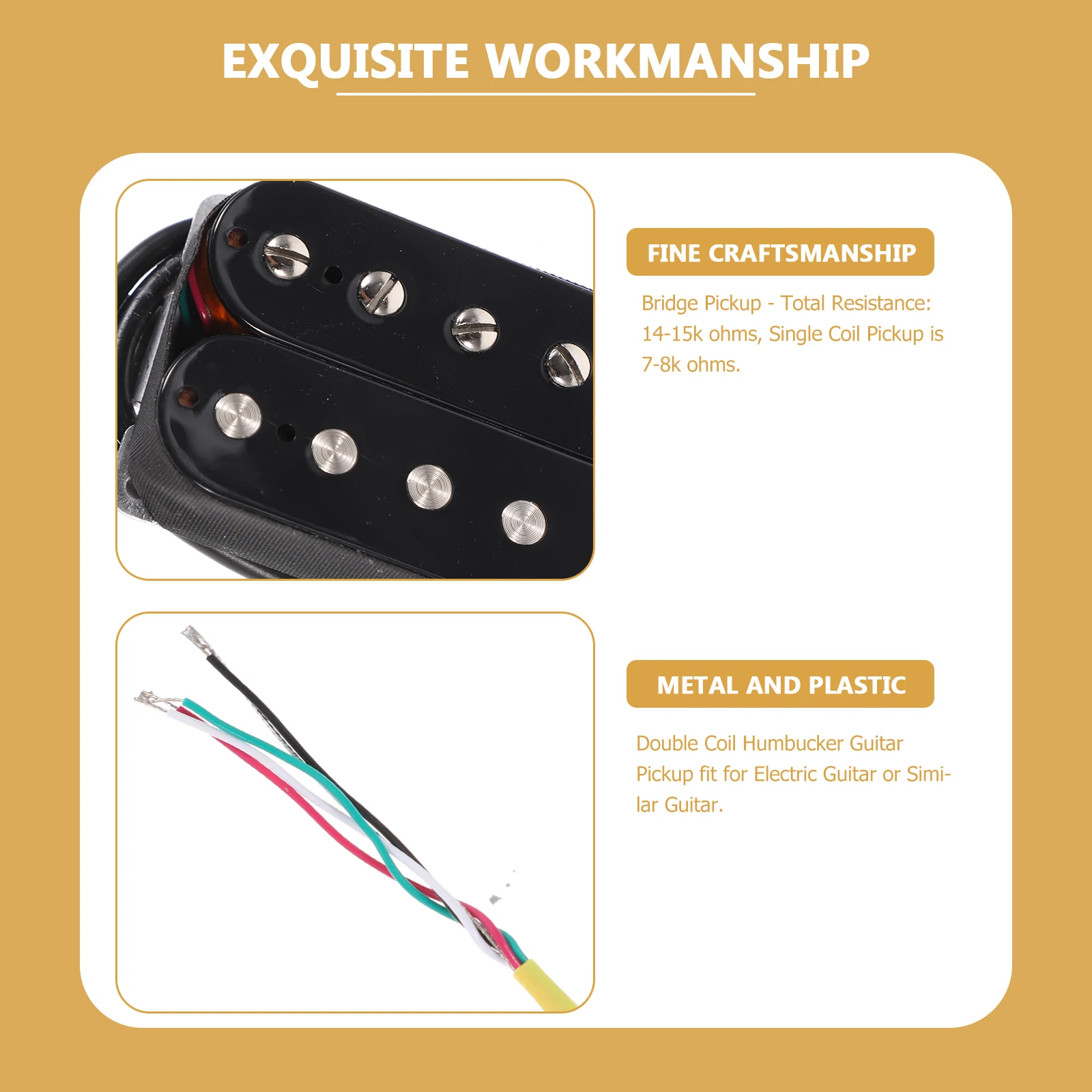 

Double Coil Humbucker Guitar Pickup Set For Electric Guitar Neck Bridge 7-15K Ohms Similar Models