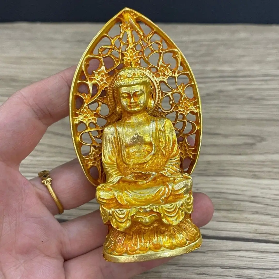 Buddhist Items Antique Tibetan Buddhism Sakyamuni Amitabha Tathagata Buddha Statue Small Desktop Ornaments Home Decor