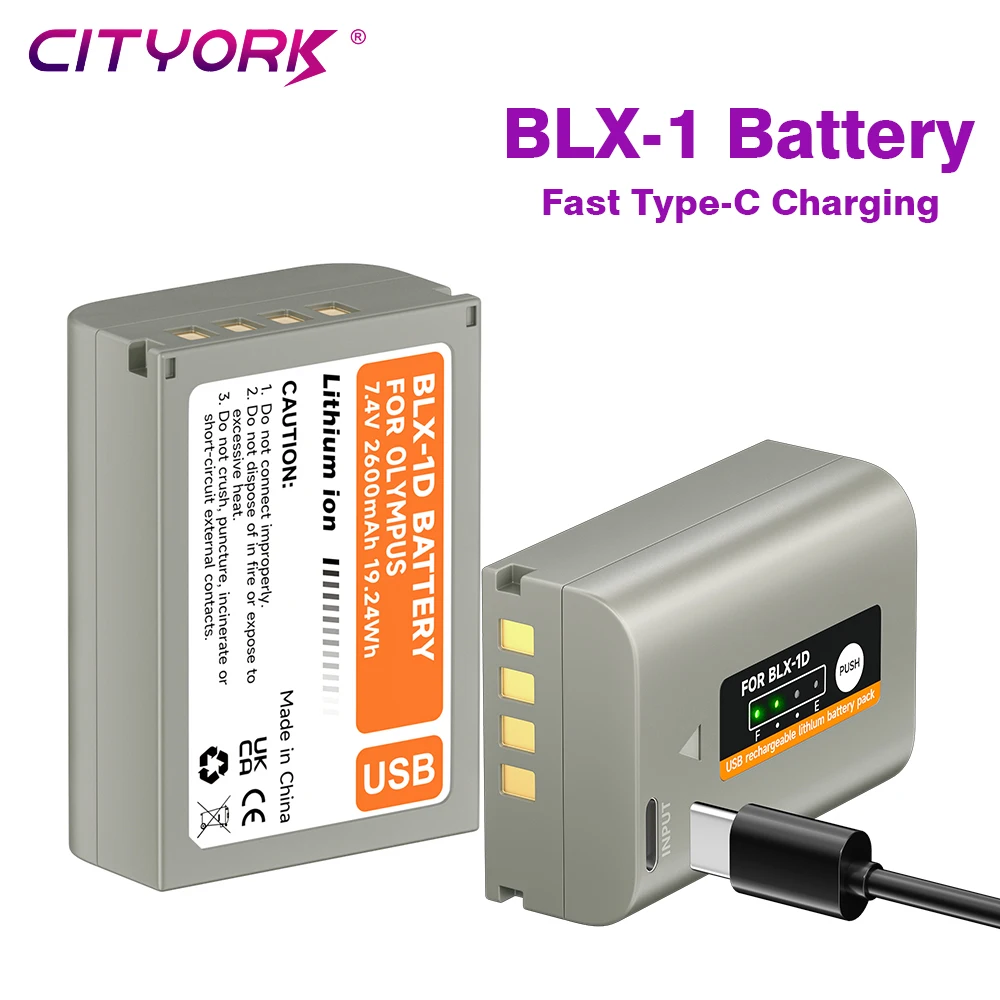 

7.4V BLX 1 BLX-1 Battery 2600mAh High Capacity Camera Battery Li-ion Battery With USB-C Charging Port For Olympus OM-1 OM1