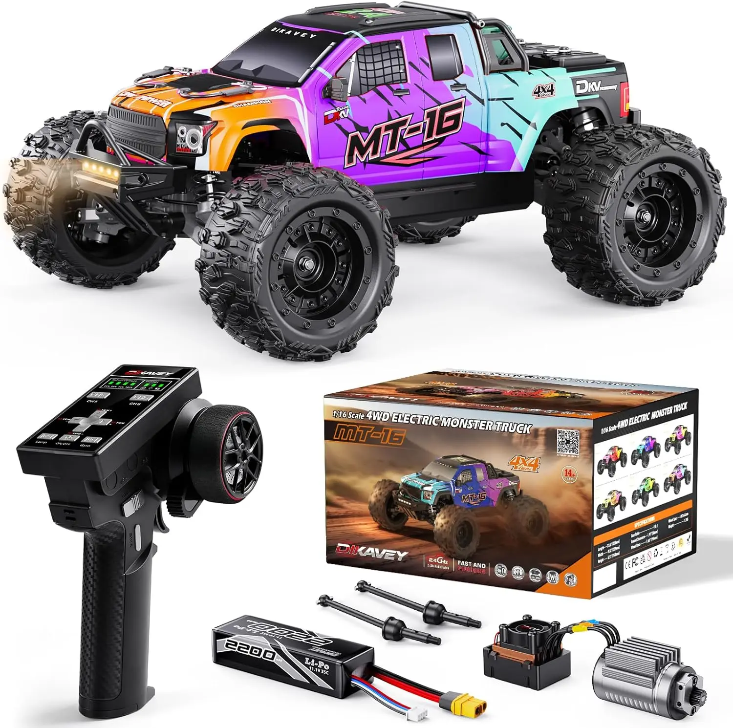 

1/16 50MPH Brushless 4WD RC Truck,Upgradeable All-Terrain Remote Control Cars with 3S Battery,Waterproof Fast Off-Road RC Truggy