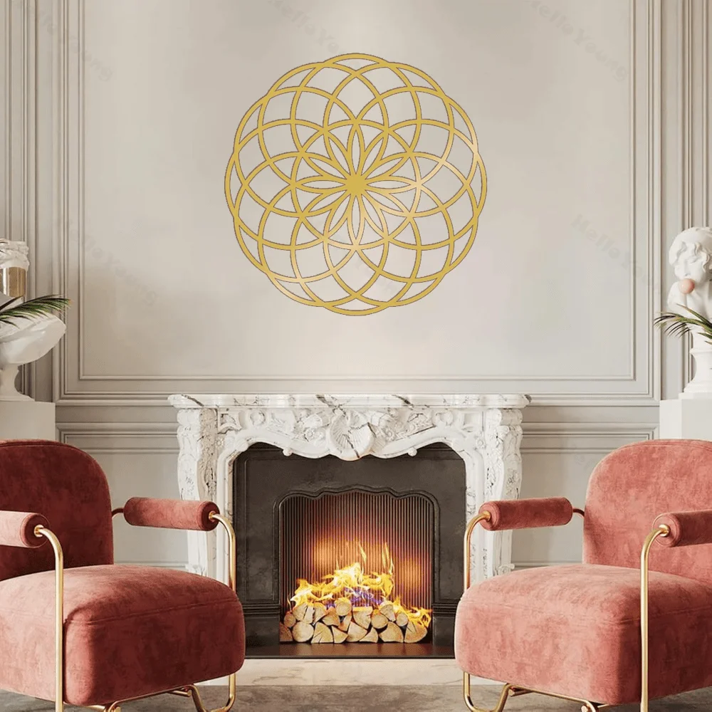 CIFBUY Holy Yantra Sacred Geometry Iron Wall Art Metal Sculpture Rust Proof Outdoor Home Hanging Decor Gift Plaque Sign