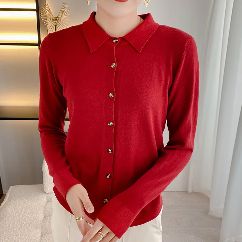 Lafarvie 9 Colors Ins Women T-shirt Cardigans O-neck Spring Autumn Y2k Knitted Cashmere Solid Single Breasted Sweaters 2023