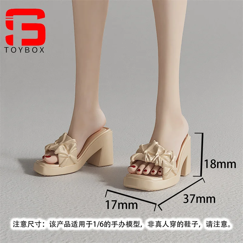 Sandali con tacco grosso femminile in scala 1/6, scarpe modello adatto per bambole con corpo di action figure da soldato da 12 pollici