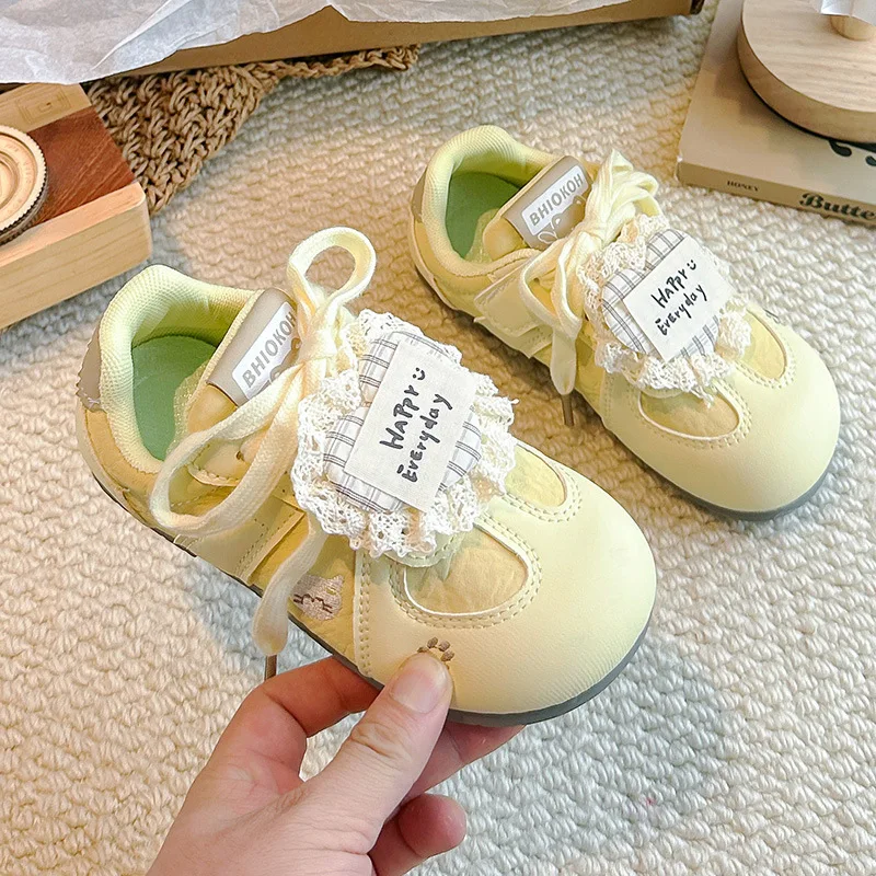 Kids'Casual Shoes PU Leather Autumn Fashion Sports Shoes For Children Designer Breathable Anti-slip Yellow Shoes Size 28-37