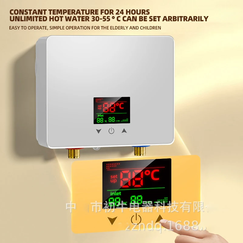 Aquecedor de água elétrico instantâneo, 3000w/5500w, para banho, chuveiro, aquecedores elétricos de parede com controle remoto, 110v/220v com led