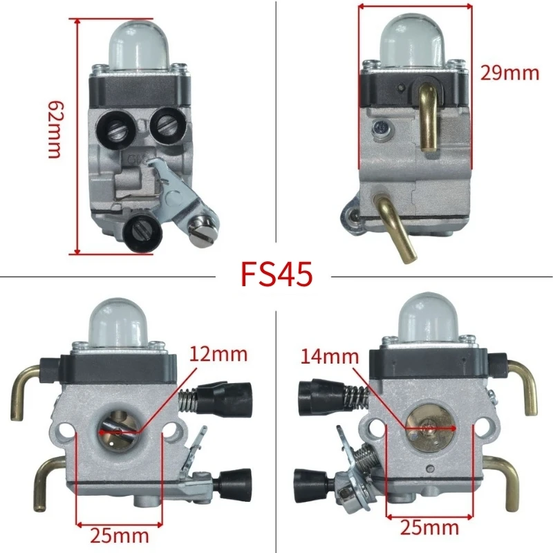 Mower Carburetor For Stihl FS38 FS45 FS46 FS46C FS55 FS55R KM55 KM55R FS80 FS85 Lawn Trimmer with Air Fuel Filter Line Gasket