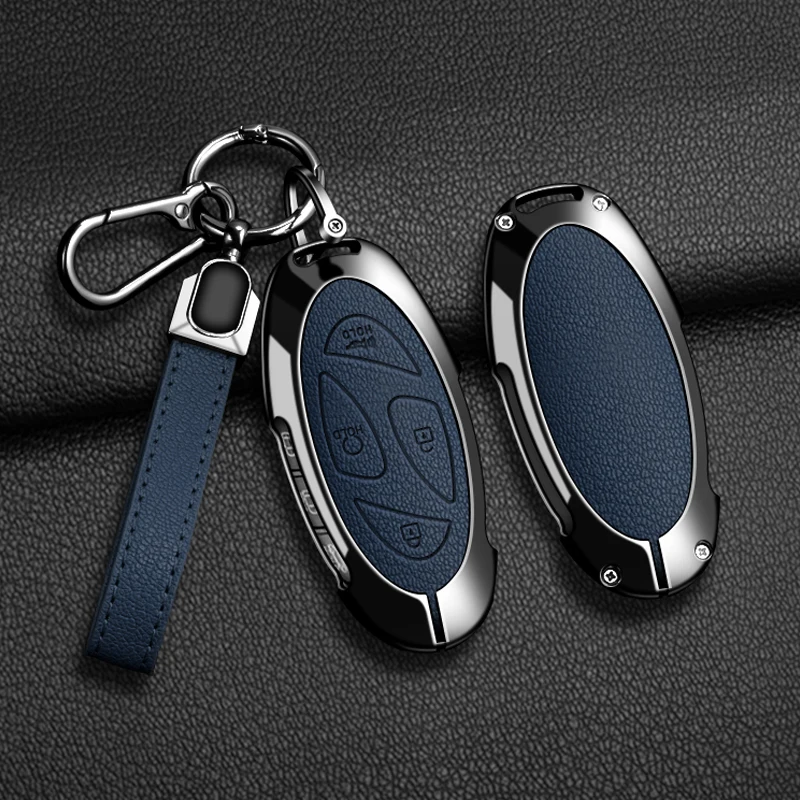Zinc Alloy Leather 5/7Buttons Car Key Case Cover For Hyundai Ionic 6 Grandeur GN7 Kona Ev New Grand Prix Shell Accessories