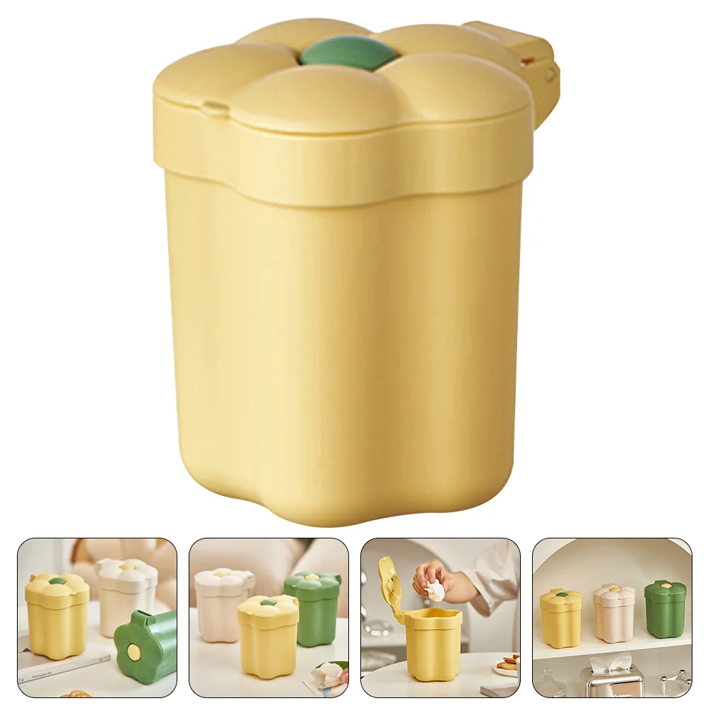 

Garbage Can Desktop Rubbish Bin Convenient Wastebasket Small Space-saving Trash for Office Abs Bedside