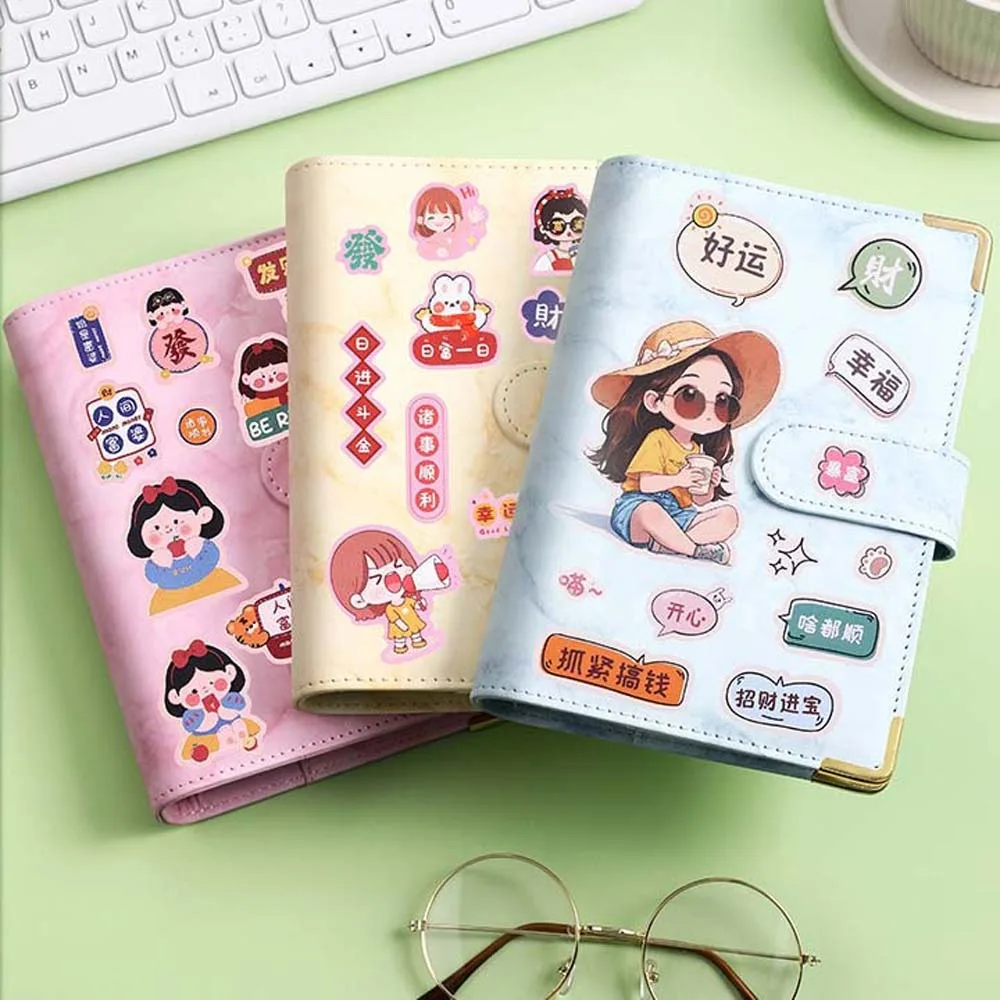 漫画ステッカー定規、a6現金予算元帳、ルーズリーフノートブック、アカデミック、毎週のアジェンダ、色付き、粘着ラベル