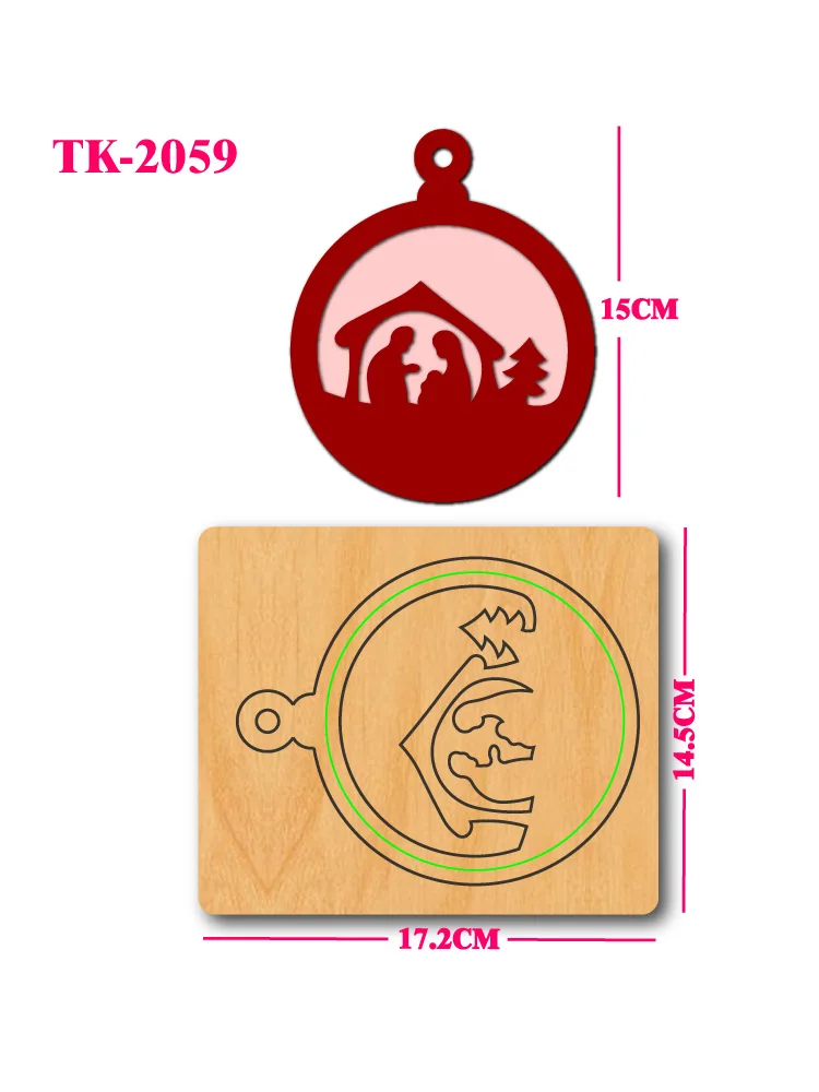 Nativity Scene Ornament Cutting Dies - Wooden Die Cuts for Scrapbooking Christmas Card Making DIY Crafts