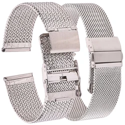 Stainless Steel Milanese Loop Watch Strap Bracelet Silver Black Women Men Metal Watchband 16mm 18mm 20mm 22mm Strap Accessories