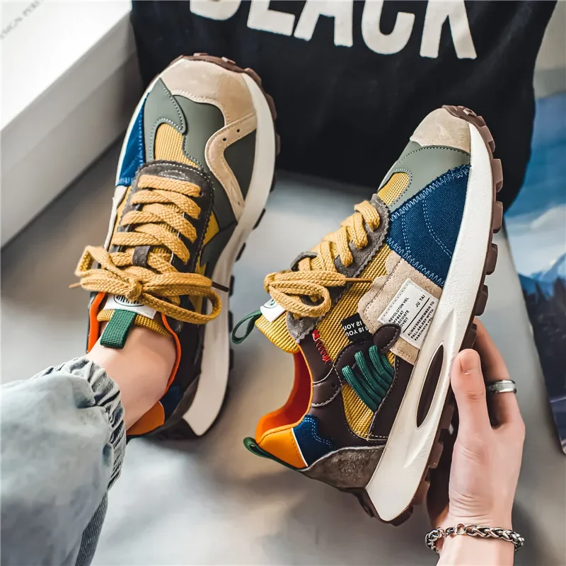 

Fashion Designer Men Shoes Dissolve Thick Shoes Casual Sneakers Men Platform Trend Chunky Sneakers Walking Shoes