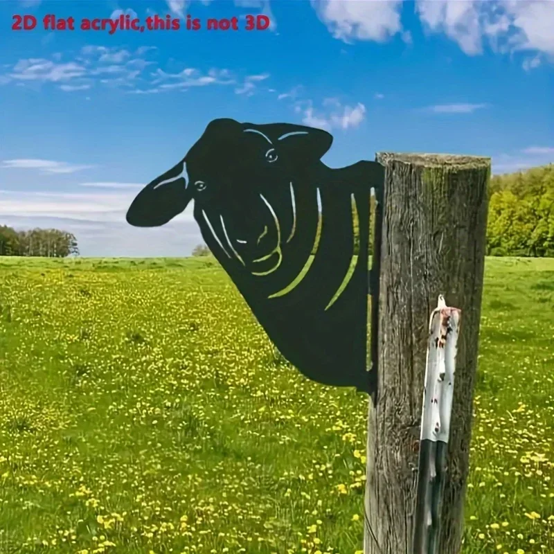Metal Rustic Farmhouse Sheep Yard Stake - Durable Polypropylene Outdoor Animal Decor, Black Accents, Ideal for Garden