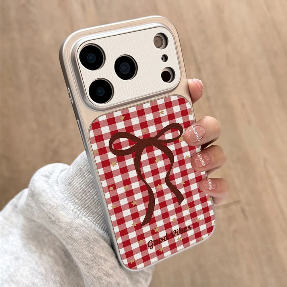 Red Bow PU Leather Phone Case For Samsung S26 Ultra S25 S23 S24 A37 A36 A27 A26 A57 A56 A17 A16 A07 A06 A55 A54 A53 A35 A34 A25