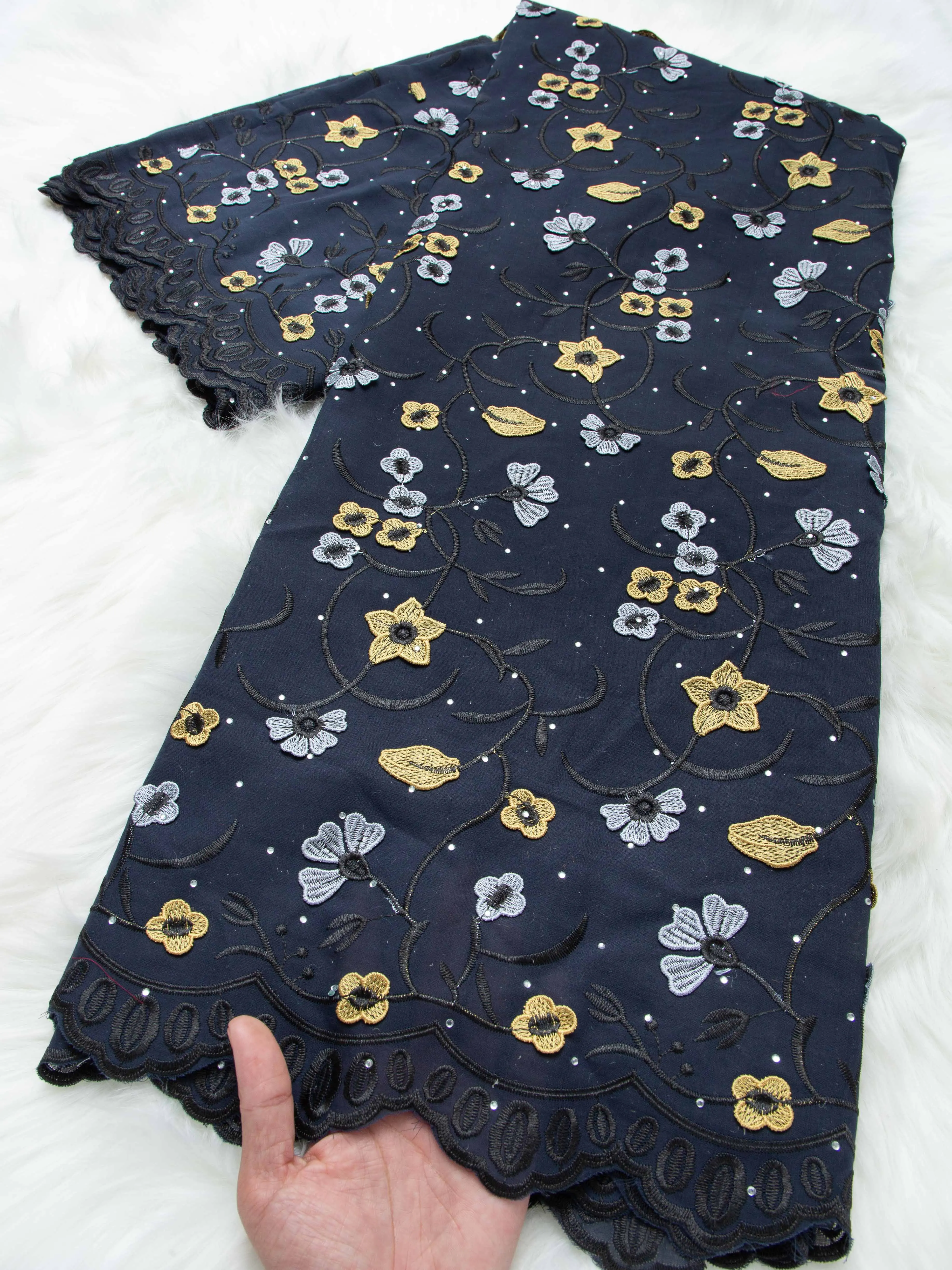 classic-african-black-swiss-voile-lace-fabric-5-yards-with-3d-floral-embroidery-for-traditional-ceremonies