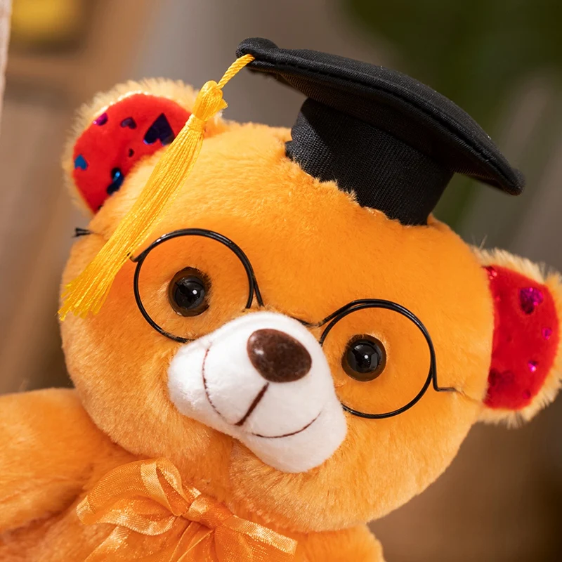 1 Piece 23cm Graduation Bear Plush Toy Cute Animals Bear Soft Doll Throw Pillow Boys Girls Students Graduation Gift Party Decor