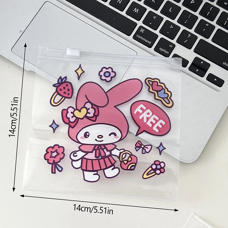 3 Stück 14*14cm Sanrio Reiß verschluss Druck verschluss beutel Kuromi Melodie Schmuck Verpackung Taschen Snack Zucker Keks Siegel beutel staub dichte Aufbewahrung tasche