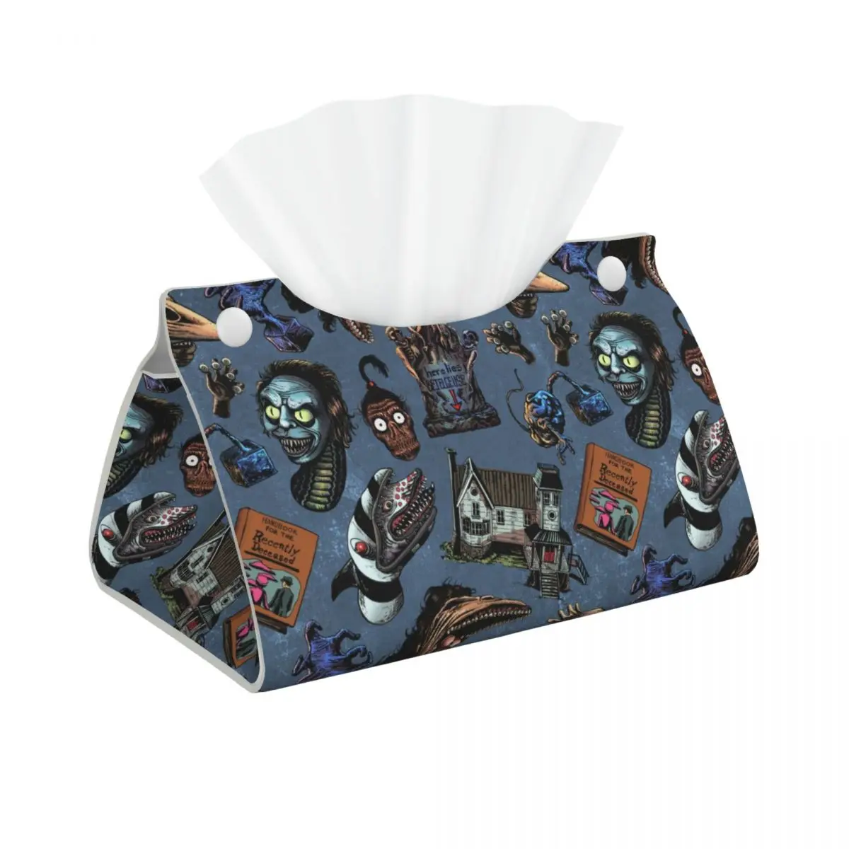 Custom Beetlejuices Insect Collection Tissue Box Cover Rectangular PU Leather Horror Halloween Facial Tissues Holder for Office