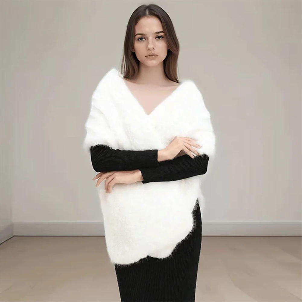 

Женское свадебное платье Cheongsam, накидка, модная роскошная шаль из искусственного лисьего меха, осень-зима, офисное вечерние, банкетное пончо, длинный шарф