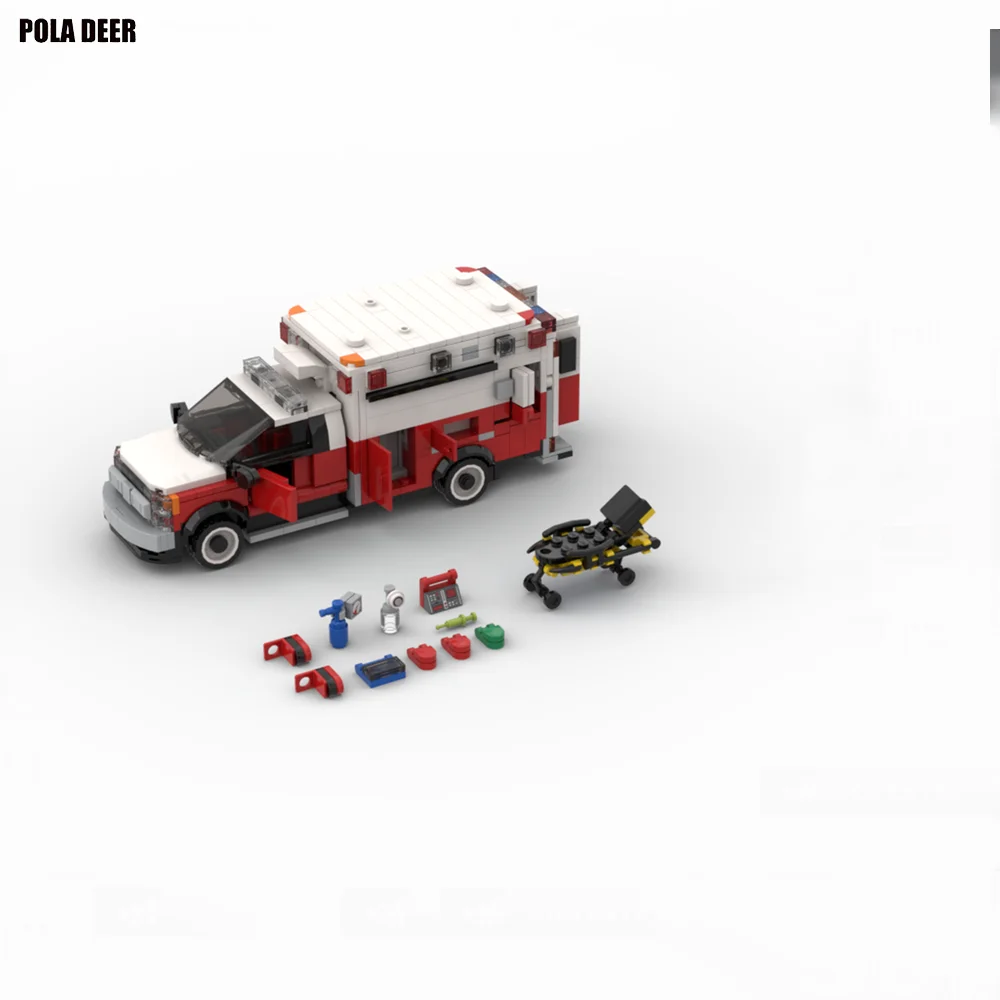 Paladeer 728 Pcs New York City Ambulance Creative Stickers Custom Assembled Building Blocks Educational Model Toy Holiday Gift