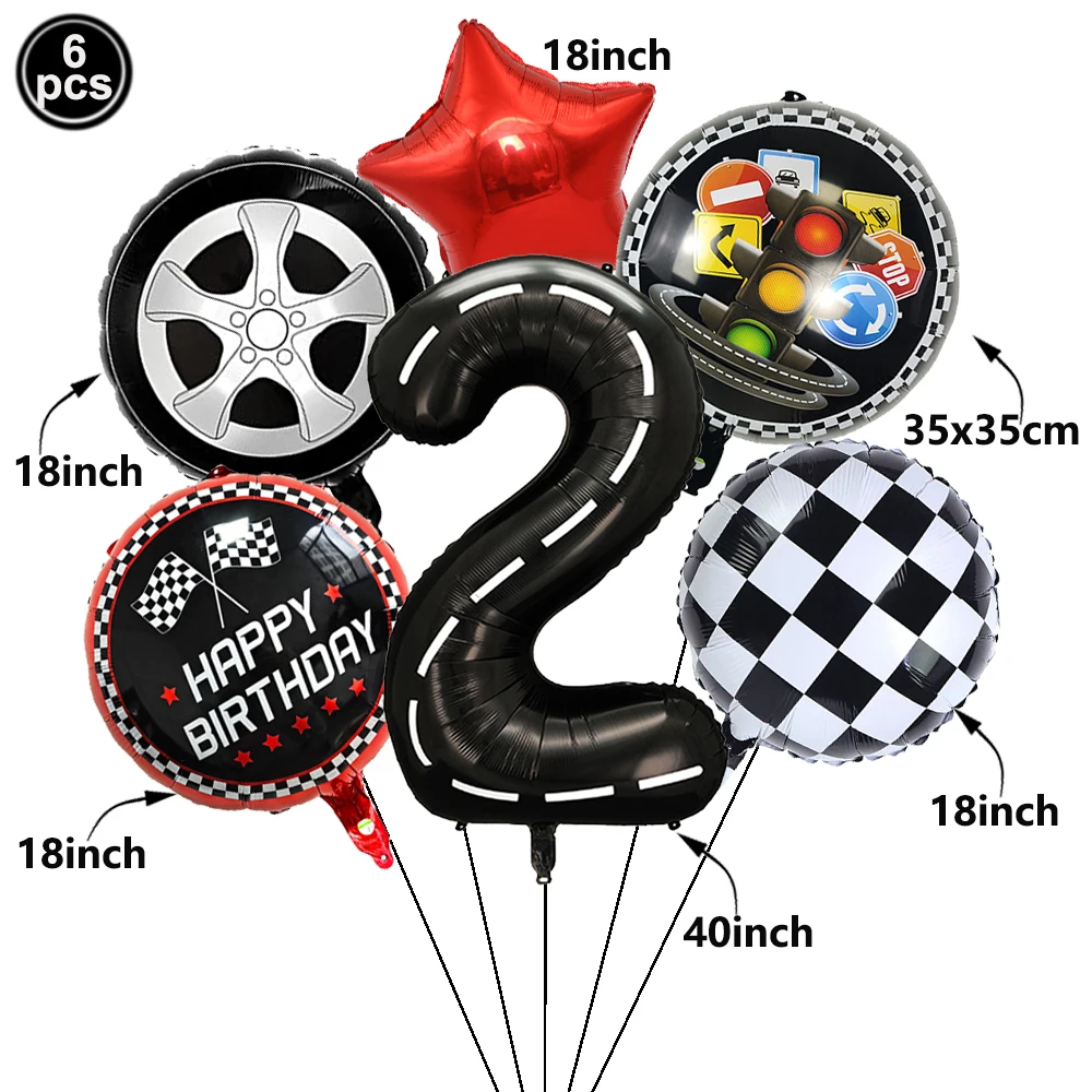 Rennwagen-Folienballons, Trophäen- und Fahnenballons für Kinder, Rennwagen-Geburtstagsdekorationen, Partyzubehör, Jungen-Partydekorationen – Detail 7