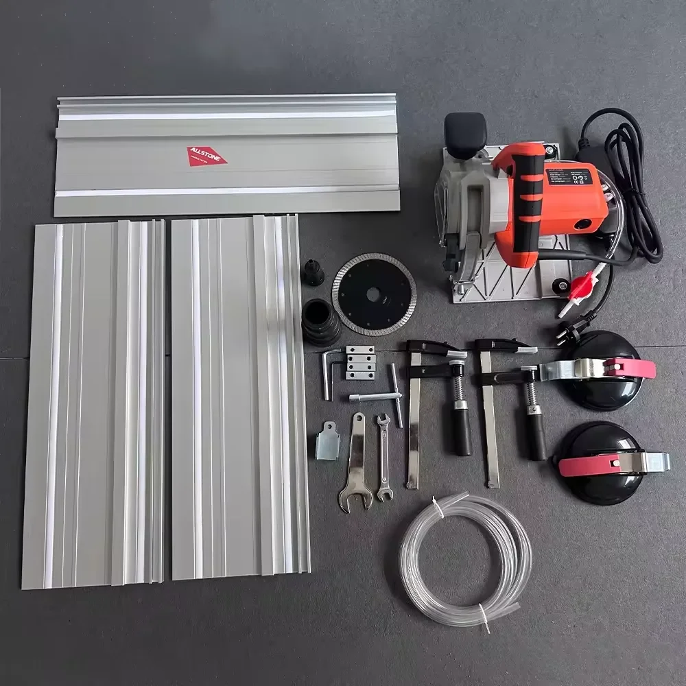 AKX 1400W Handheld Electric Plunge Track Saw 125mm Blade with Guide for Marble Tile Stone Cutting