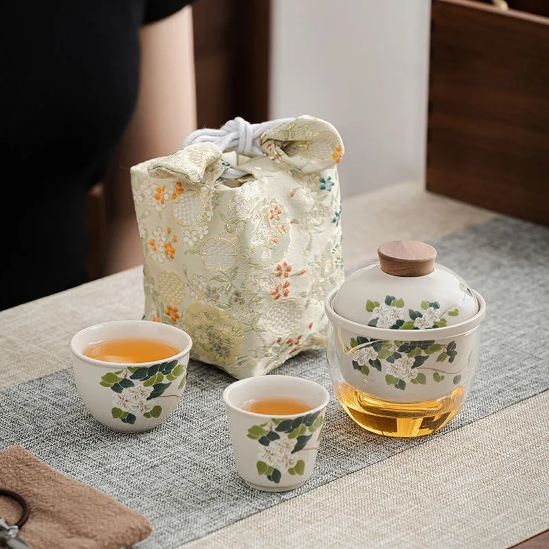 Tradicional chinês Gai Wan chá conjunto, Dehua Gaiwan, porcelana pote definido para viagens, bonito e fácil chaleira, Bone China