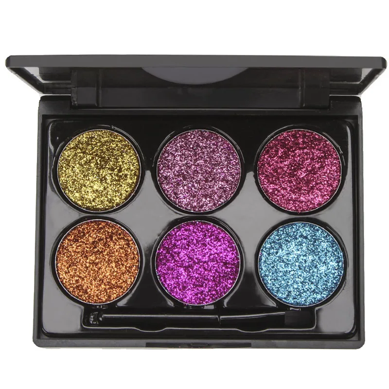 Farben Glitter Zwiebel Pulver Lidschatten Glitter Flash Bühne Make-up Schimmer wasserdicht Make-up Kosmetik mit Pinsel tslm2