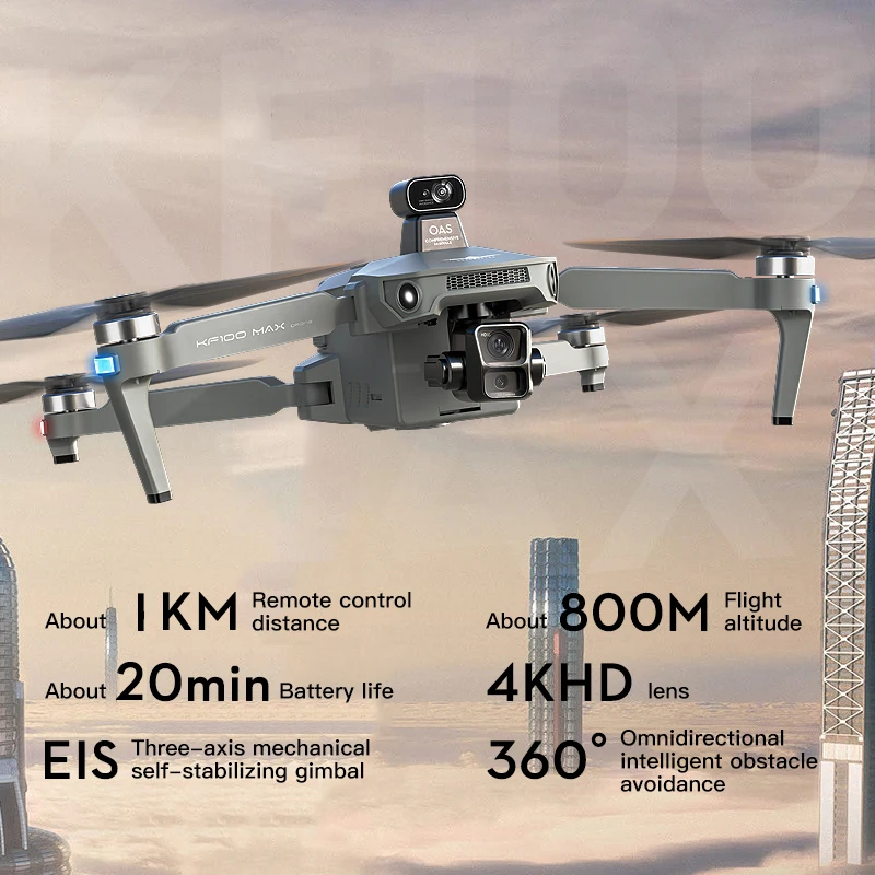 KF100 MAX GPS Drone 4K Kamera 3-Achsen Gimbal WIFI Hindernis Vermeidung Touchscreen FPV Bürstenlosen EIS Elektronische RC Quadcopter Spielzeug