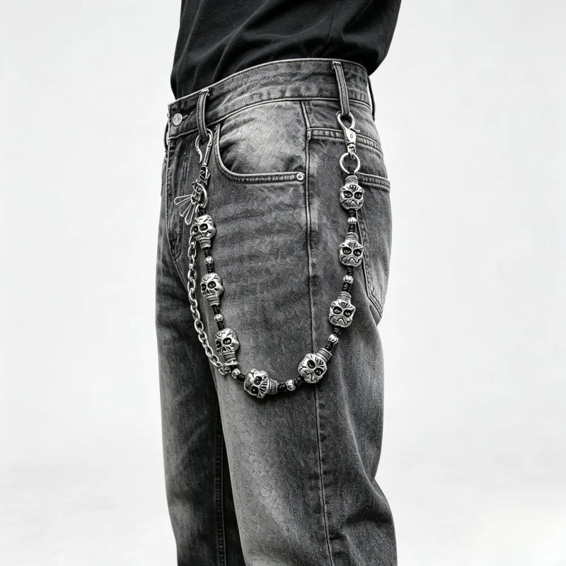 Punk Belts Chain On The Jeans Pants Women Men Keychain Chains For Pants Hipster Clothing Accessories