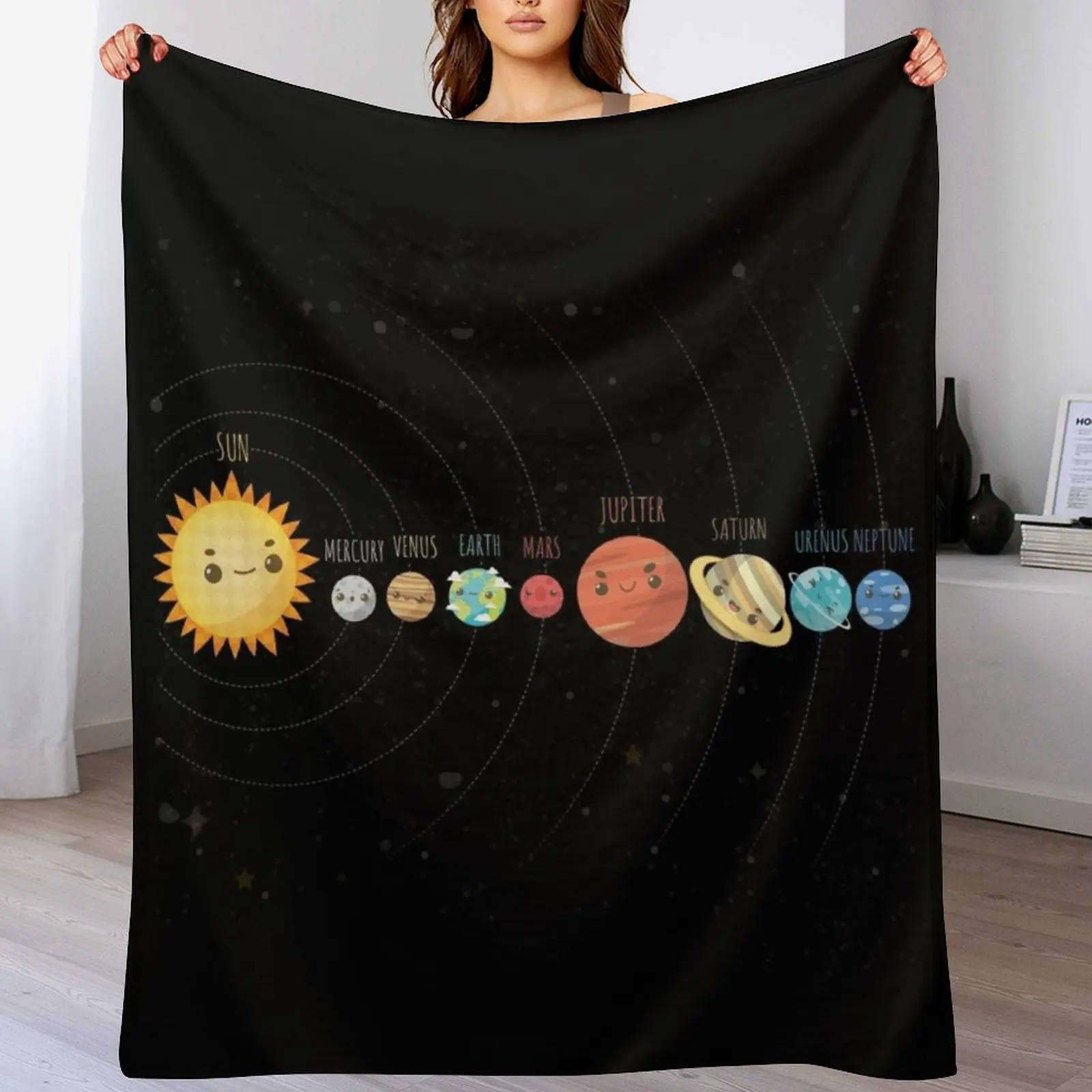 

Solar System Planets_09 Throw Blanket Shaggy Furry Soft Blanket for Bedroom Living Room