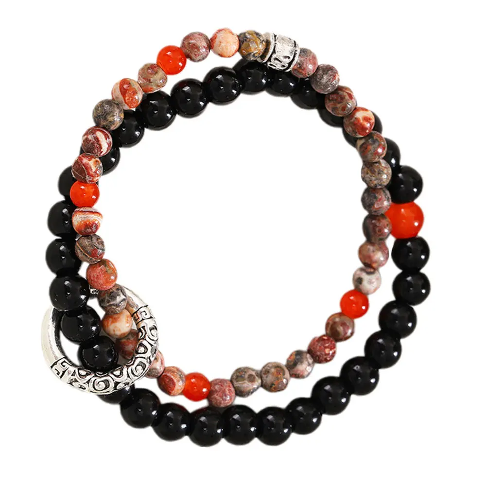 

Sturdy Round Resin Beaded Bracelet Stretchable Wear-Resistant Unisex Wristband For Women Men Daily Fashion Jewelry