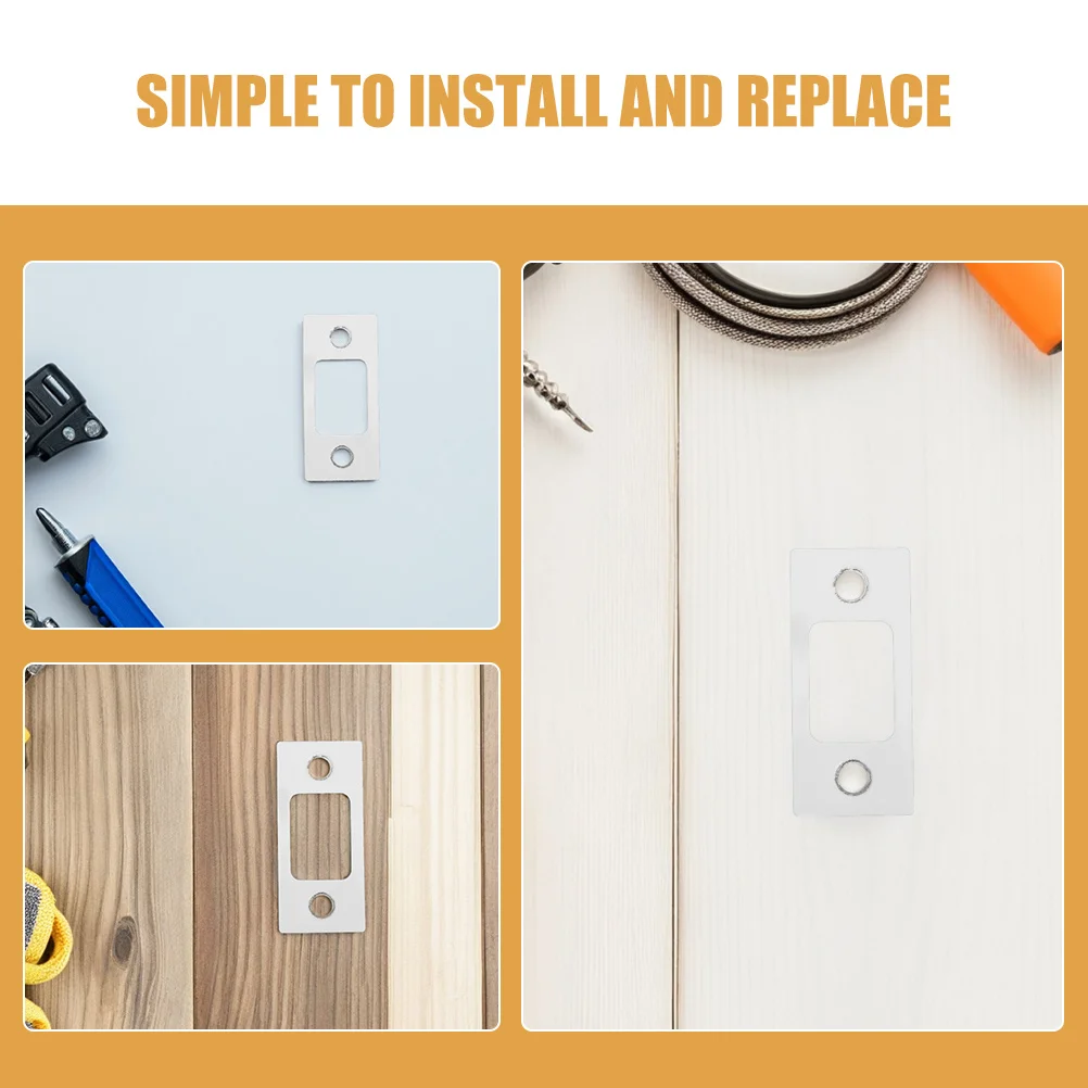 2pcs Lock Latch Guide Plate Stainless Steel Corner Strike Plate For Wooden Doors Home Office Security Door Hardware Backplate
