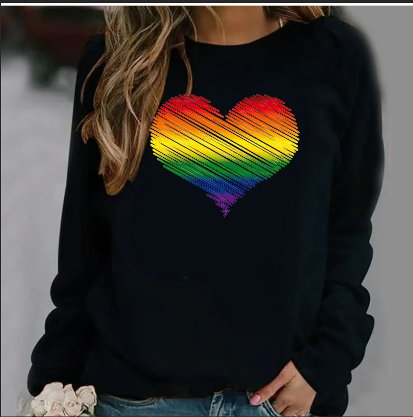 

New Women's Hoodie European Showy Love Printed Crew-neck Hoodie Sweatshirt Streetwear Women Harajuku Clothes