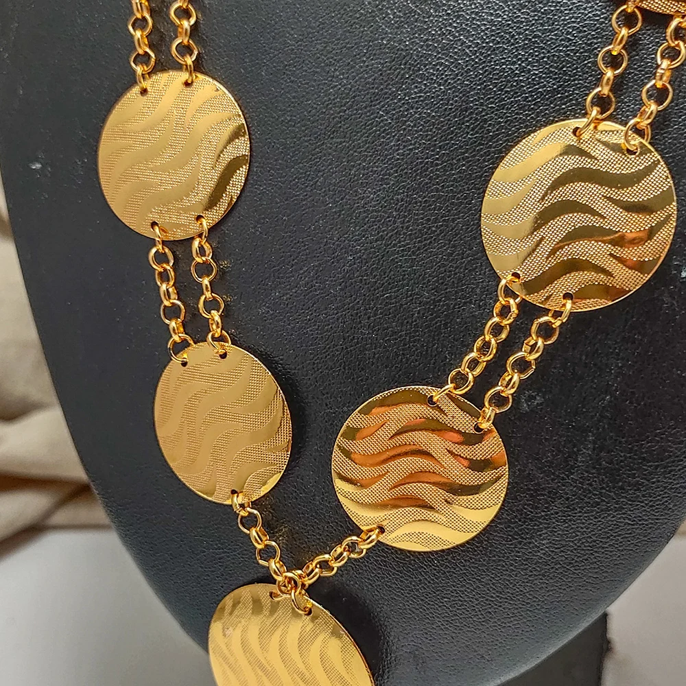 African Nigerian Dubai Wedding Gold Color Jewelry Set For Women Girls Necklace Earrings Charm Fashion Jewelry Sets