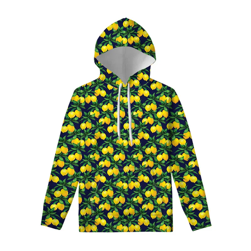 Baju Pria Hoodie gambar Lemon 3D, baju Hoodie pria, Hoodie lengan panjang, Hoodie Pullover lengan panjang, baju atasan kasual jalanan