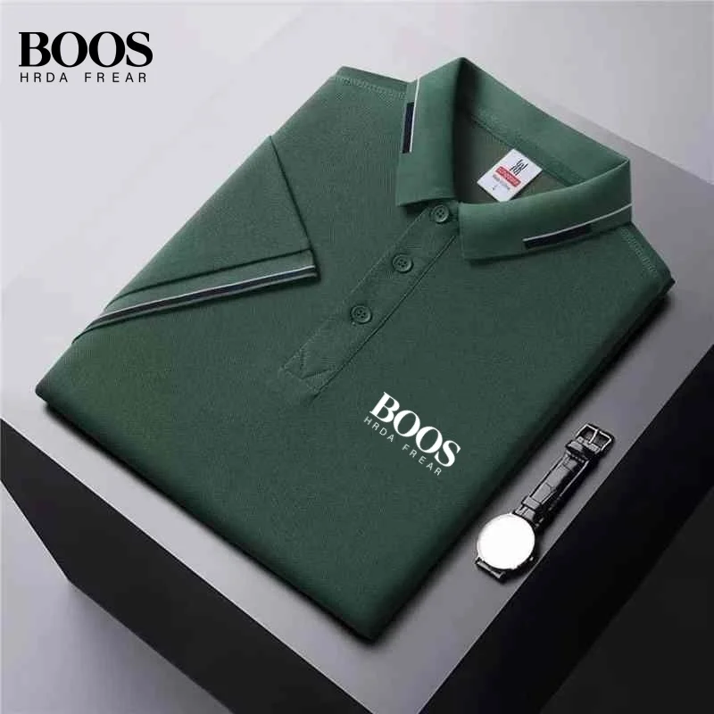 New summer high-quality short sleeved polo shirt for men, fashionable and casual, breathable and cool top