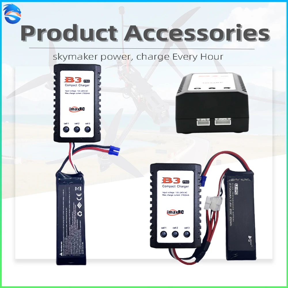 Hubsan H501C H501S X4 7.4V 10C 2700mAh 리튬 폴리머 배터리, RC 쿼드콥터 드론 H501S 액세서리 부품용 B3 충전기 포함