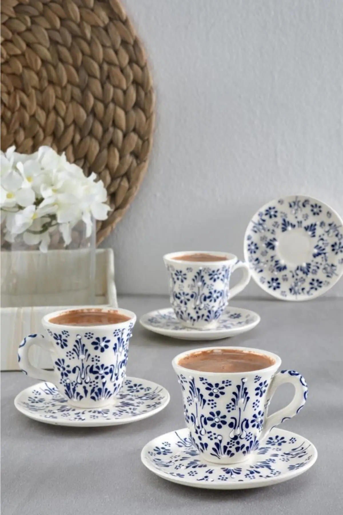 6 personality Coffee cup Pad Scandinavian Design Ceramic Porcelain Cup Pad Turkish coffee Espresso Cup Set Made In Turkey