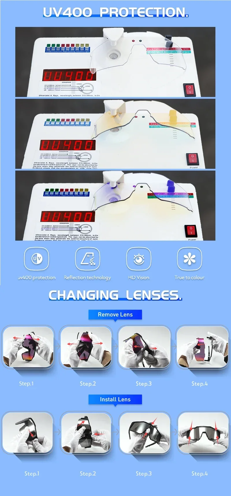 Kapvoe Photochrome Sonnenbrille Herren Fahrradbrille UV400 MTB Klar Mountainbike Übergang Fahrrad für Damen Sportbrillen – Detail 13