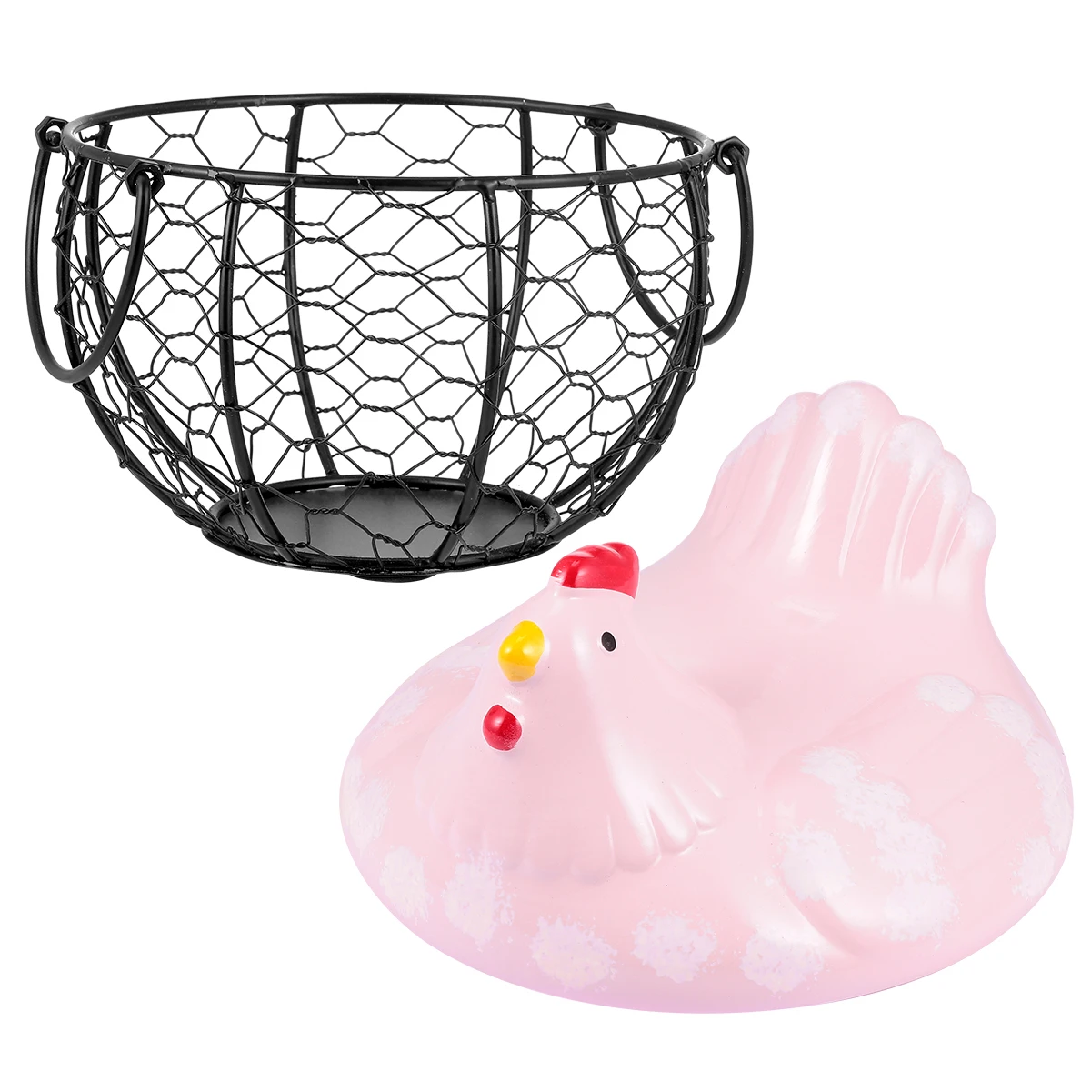 

Small Egg Basket Functional Metal Storage Basket with Hen Lid Design for Kitchen Fruit Snack Organization Home Decoration Use