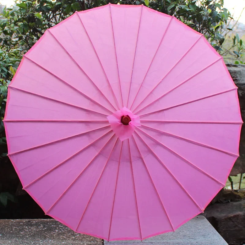Chinesischer Farbiger Stoff-Regenschirm Weiß-Rosa Sonnenschirme Traditioneller Chinesischer Tanz-Farbschirm Japanische Seiden-Requisiten – Detail 5