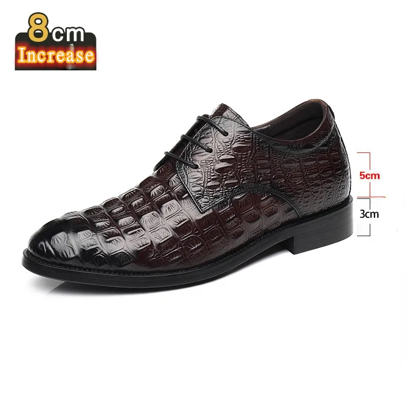 

Increased 8cm Leather Shoes Men's Leather Elevator Shoes British Business Wear Wedding Shoes Casual Height Increasing Shoes Men