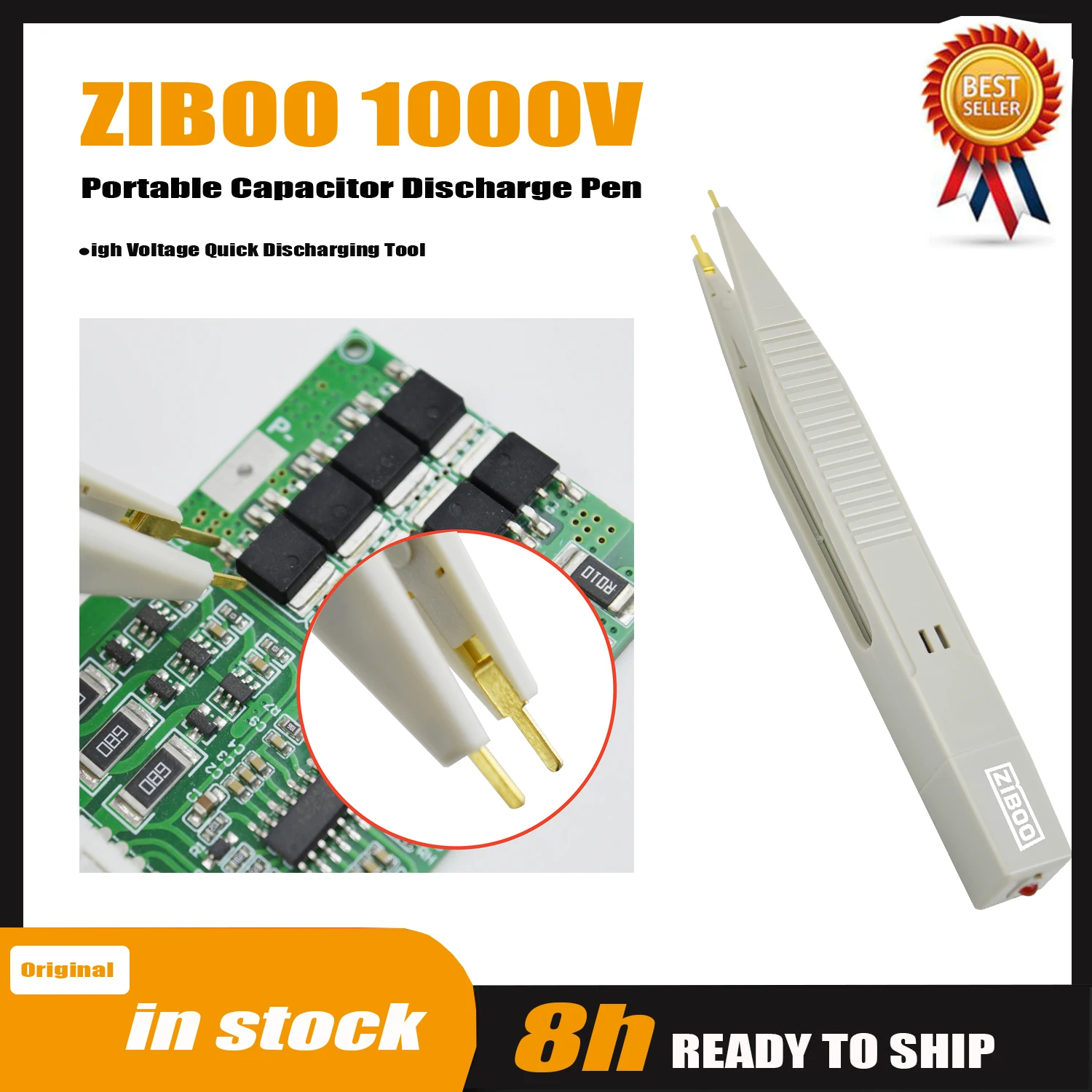 ZIBOO 1000V Portable Capacitor Discharge Pen High Voltage Quick Discharging Tool